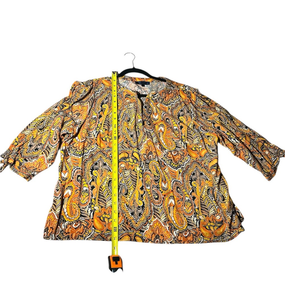 Paisley Print Blouse in Orange and Black